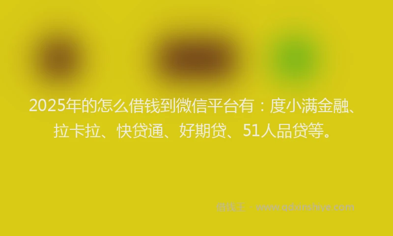 2025年的怎么借钱到微信平台有：度小满金融、拉卡拉、快贷通、好期贷、51人品贷等。