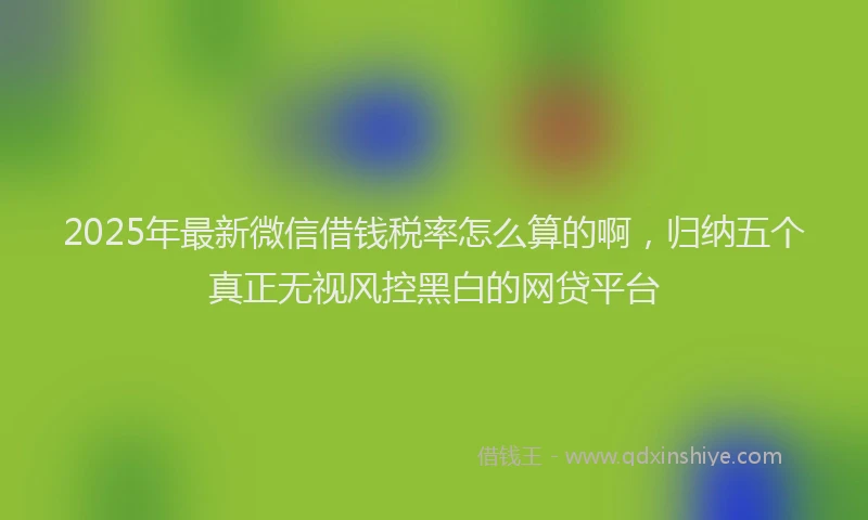 2025年最新微信借钱税率怎么算的啊，归纳五个真正无视风控黑白的网贷平台