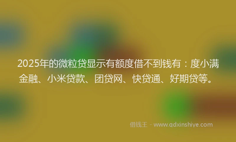 2025年的微粒贷显示有额度借不到钱有：度小满金融、小米贷款、团贷网、快贷通、好期贷等。