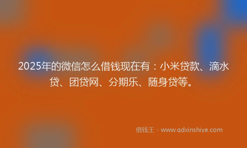 2025年的微信怎么借钱现在有：小米贷款、滴水贷、团贷网、分期乐、随身贷等。
