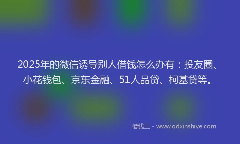 2025年的微信诱导别人借钱怎么办有：投友圈、小花钱包、京东金融、51人品贷、柯基贷等。