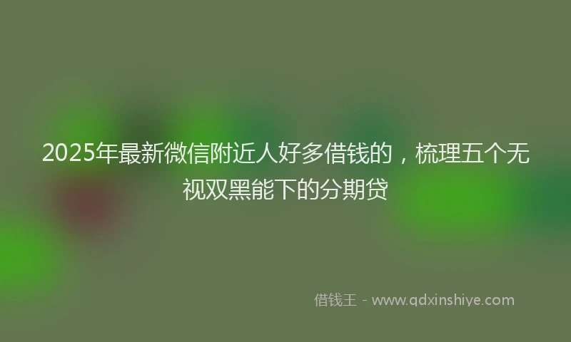 2025年最新微信附近人好多借钱的，梳理五个无视双黑能下的分期贷