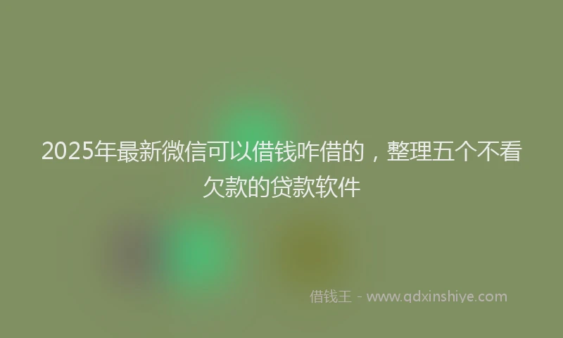 2025年最新微信可以借钱咋借的，整理五个不看欠款的贷款软件