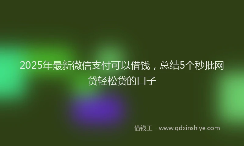 2025年最新微信支付可以借钱，总结5个秒批网贷轻松贷的口子