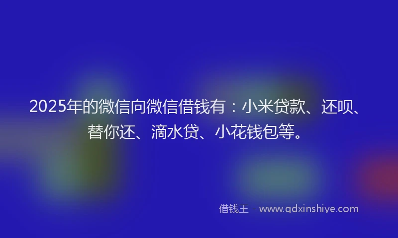2025年的微信向微信借钱有：小米贷款、还呗、替你还、滴水贷、小花钱包等。