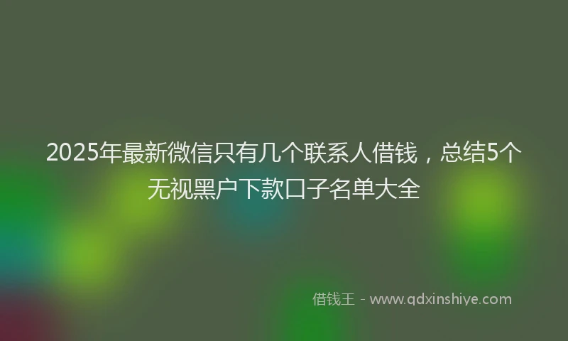 2025年最新微信只有几个联系人借钱，总结5个无视黑户下款口子名单大全