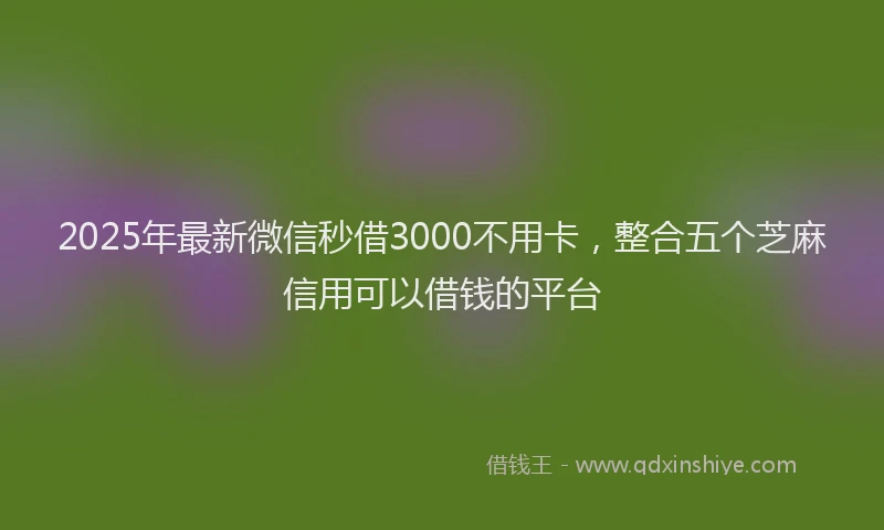2025年最新微信秒借3000不用卡，整合五个芝麻信用可以借钱的平台