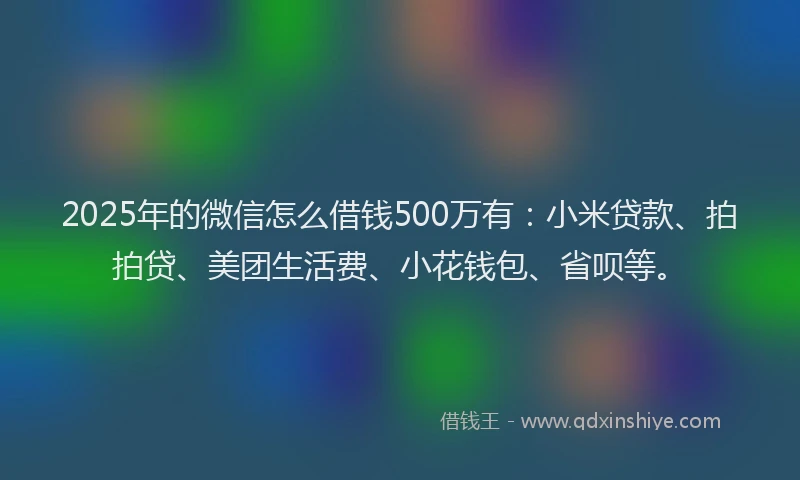 2025年的微信怎么借钱500万有：小米贷款、拍拍贷、美团生活费、小花钱包、省呗等。