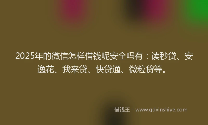 2025年的微信怎样借钱呢安全吗有：读秒贷、安逸花、我来贷、快贷通、微粒贷等。