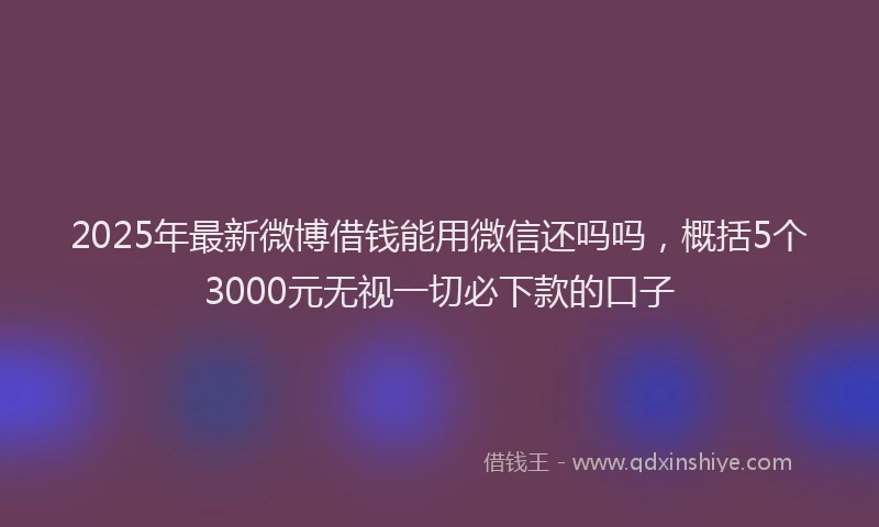 2025年最新微博借钱能用微信还吗吗，概括5个3000元无视一切必下款的口子