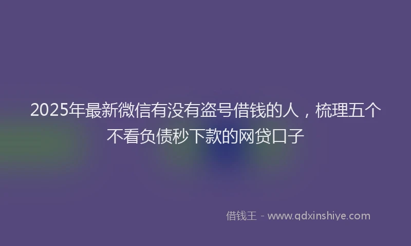 2025年最新微信有没有盗号借钱的人，梳理五个不看负债秒下款的网贷口子