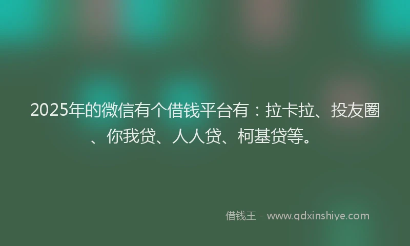 2025年的微信有个借钱平台有：拉卡拉、投友圈、你我贷、人人贷、柯基贷等。