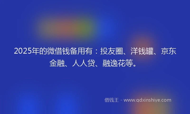 2025年的微借钱备用有：投友圈、洋钱罐、京东金融、人人贷、融逸花等。
