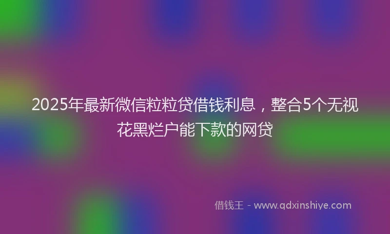 2025年最新微信粒粒贷借钱利息，整合5个无视花黑烂户能下款的网贷