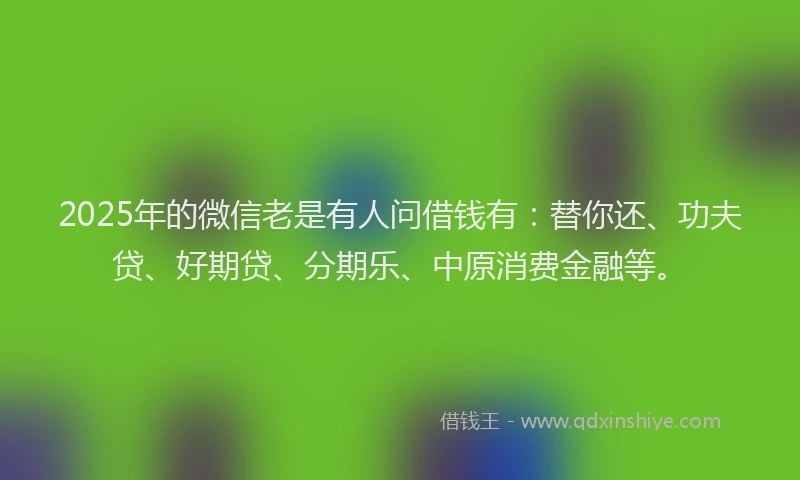 2025年的微信老是有人问借钱有：替你还、功夫贷、好期贷、分期乐、中原消费金融等。