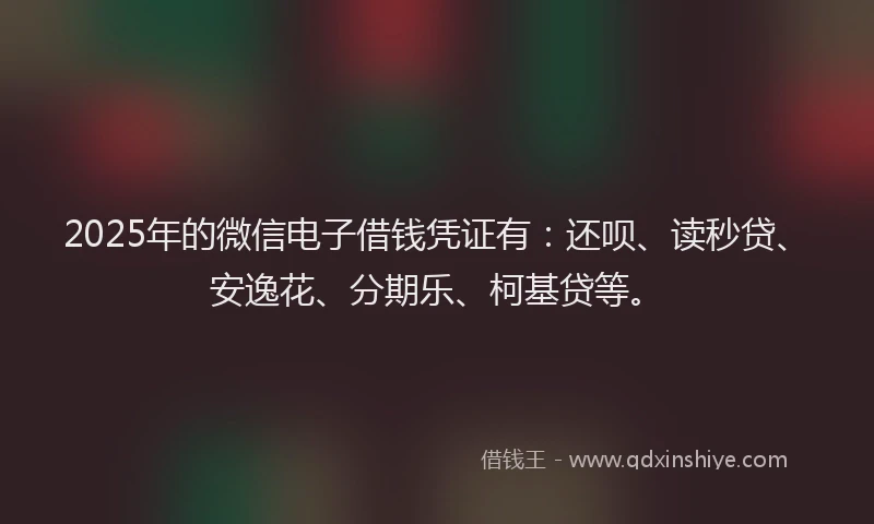 2025年的微信电子借钱凭证有：还呗、读秒贷、安逸花、分期乐、柯基贷等。
