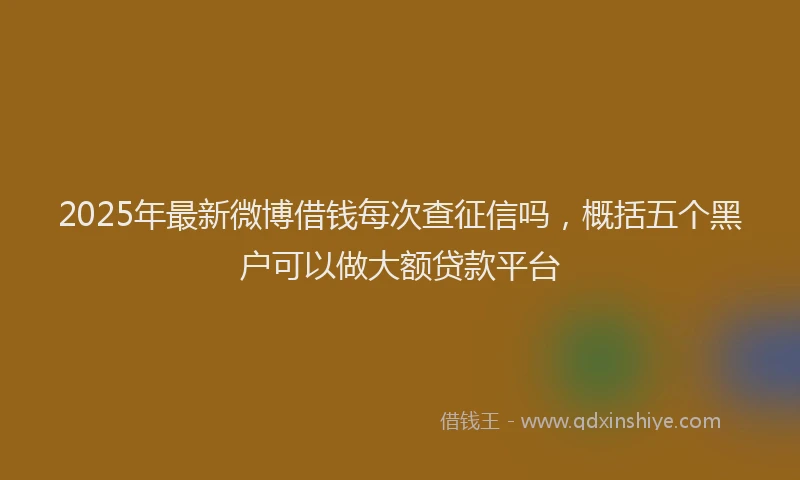 2025年最新微博借钱每次查征信吗，概括五个黑户可以做大额贷款平台