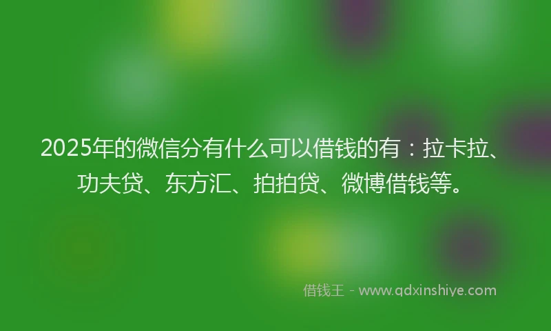 2025年的微信分有什么可以借钱的有：拉卡拉、功夫贷、东方汇、拍拍贷、微博借钱等。