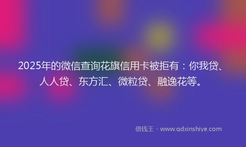 2025年的微信查询花旗信用卡被拒有：你我贷、人人贷、东方汇、微粒贷、融逸花等。