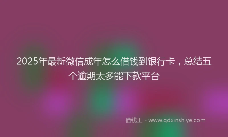 2025年最新微信成年怎么借钱到银行卡，总结五个逾期太多能下款平台