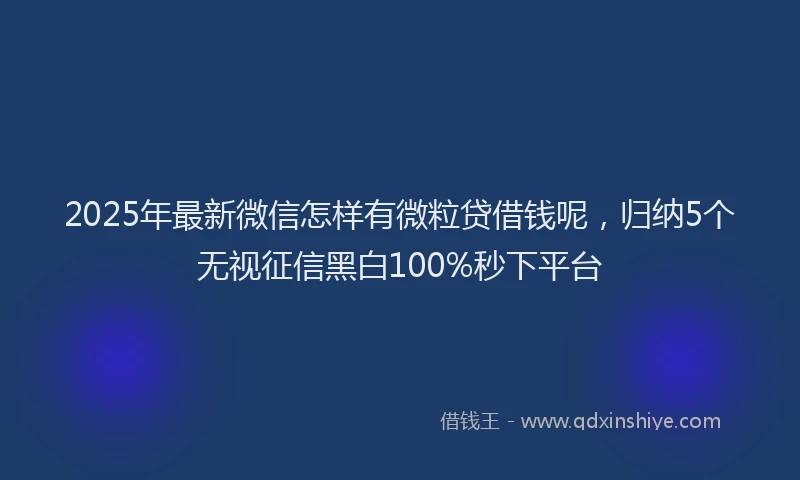 2025年最新微信怎样有微粒贷借钱呢，归纳5个无视征信黑白100%秒下平台