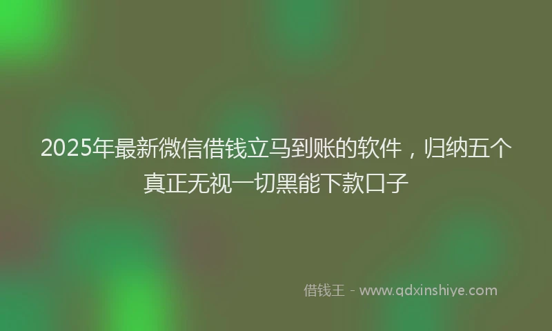 2025年最新微信借钱立马到账的软件，归纳五个真正无视一切黑能下款口子