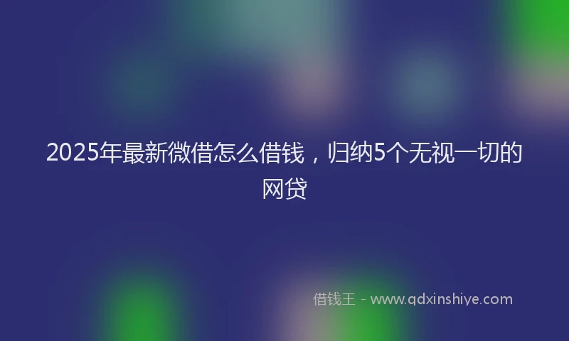2025年最新微借怎么借钱，归纳5个无视一切的网贷