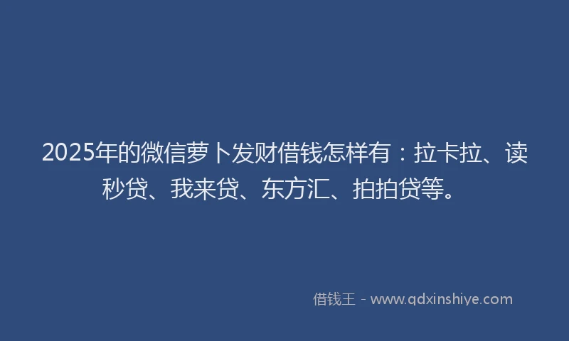 2025年的微信萝卜发财借钱怎样有：拉卡拉、读秒贷、我来贷、东方汇、拍拍贷等。