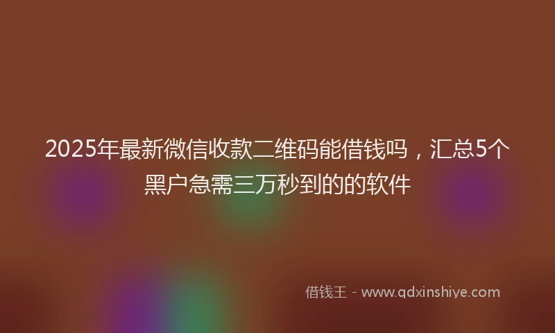 2025年最新微信收款二维码能借钱吗，汇总5个黑户急需三万秒到的的软件