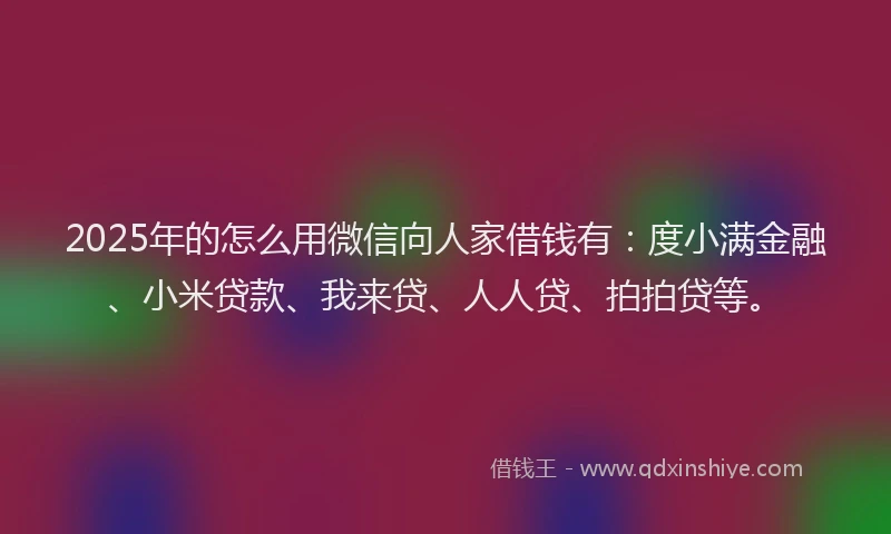 2025年的怎么用微信向人家借钱有：度小满金融、小米贷款、我来贷、人人贷、拍拍贷等。