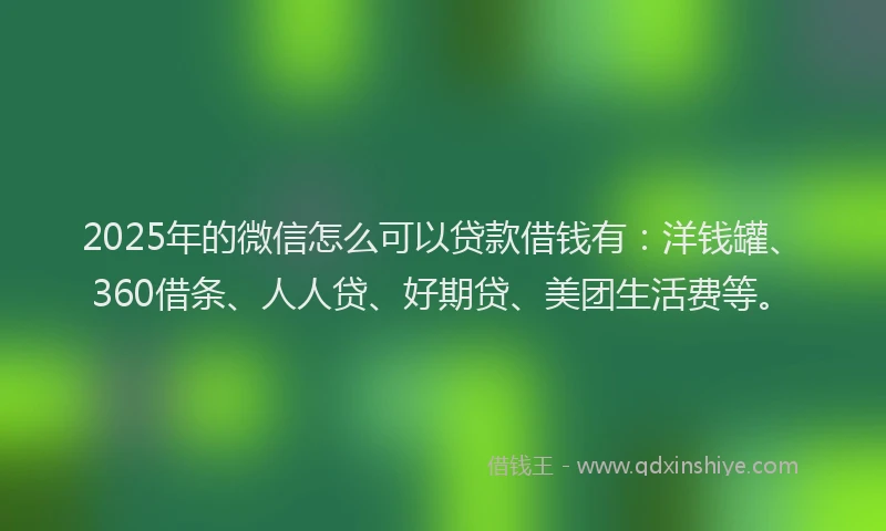 2025年的微信怎么可以贷款借钱有：洋钱罐、360借条、人人贷、好期贷、美团生活费等。