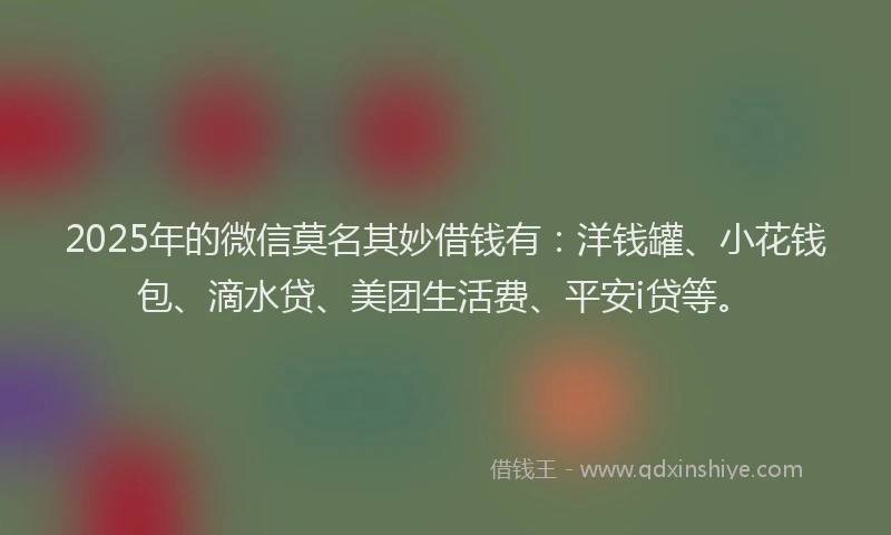 2025年的微信莫名其妙借钱有：洋钱罐、小花钱包、滴水贷、美团生活费、平安i贷等。