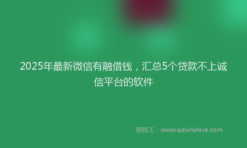 2025年最新微信有融借钱，汇总5个贷款不上诚信平台的软件