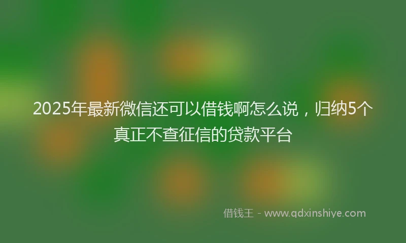 2025年最新微信还可以借钱啊怎么说，归纳5个真正不查征信的贷款平台