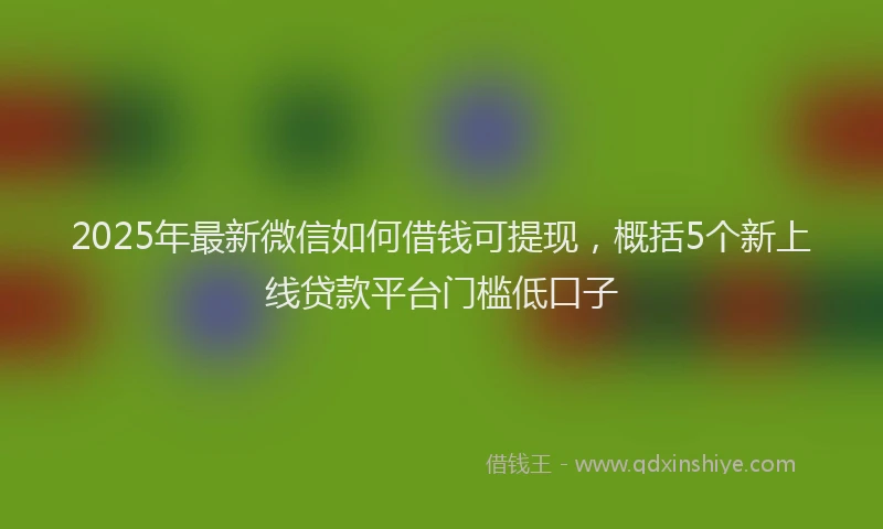2025年最新微信如何借钱可提现，概括5个新上线贷款平台门槛低口子