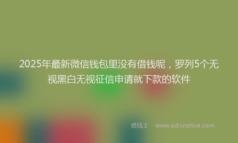 2025年最新微信钱包里没有借钱呢，罗列5个无视黑白无视征信申请就下款的软件