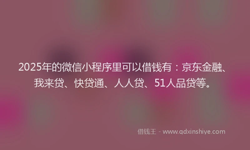 2025年的微信小程序里可以借钱有：京东金融、我来贷、快贷通、人人贷、51人品贷等。