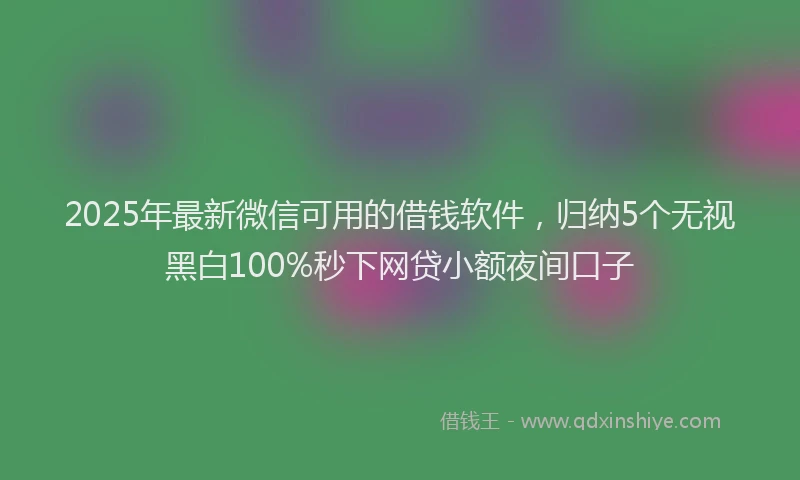 2025年最新微信可用的借钱软件，归纳5个无视黑白100%秒下网贷小额夜间口子