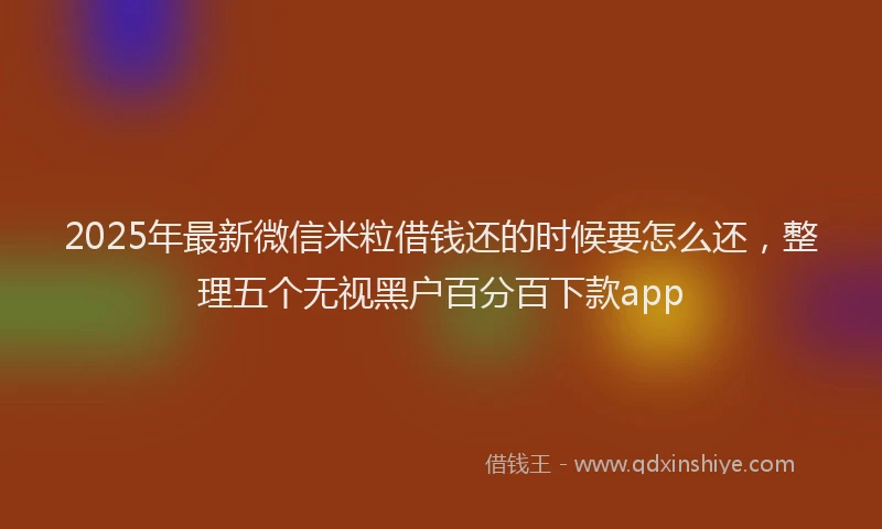 2025年最新微信米粒借钱还的时候要怎么还，整理五个无视黑户百分百下款app