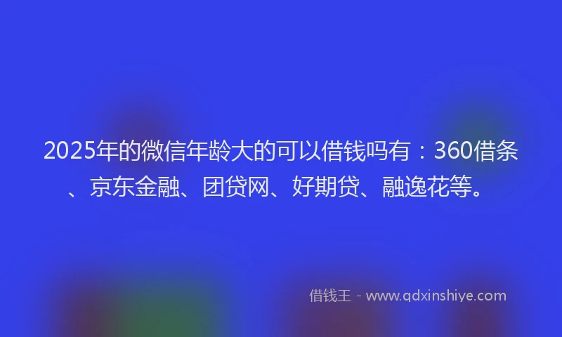2025年的微信年龄大的可以借钱吗有：360借条、京东金融、团贷网、好期贷、融逸花等。
