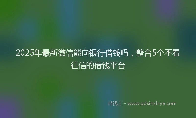 2025年最新微信能向银行借钱吗，整合5个不看征信的借钱平台