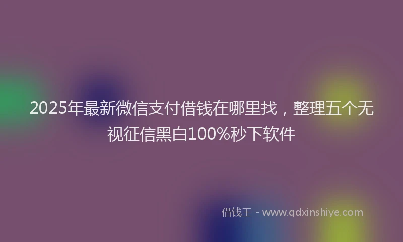 2025年最新微信支付借钱在哪里找，整理五个无视征信黑白100%秒下软件