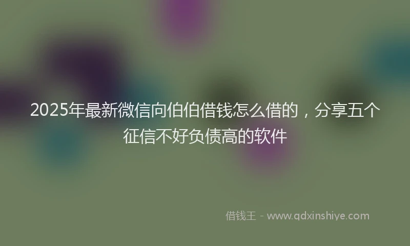2025年最新微信向伯伯借钱怎么借的，分享五个征信不好负债高的软件