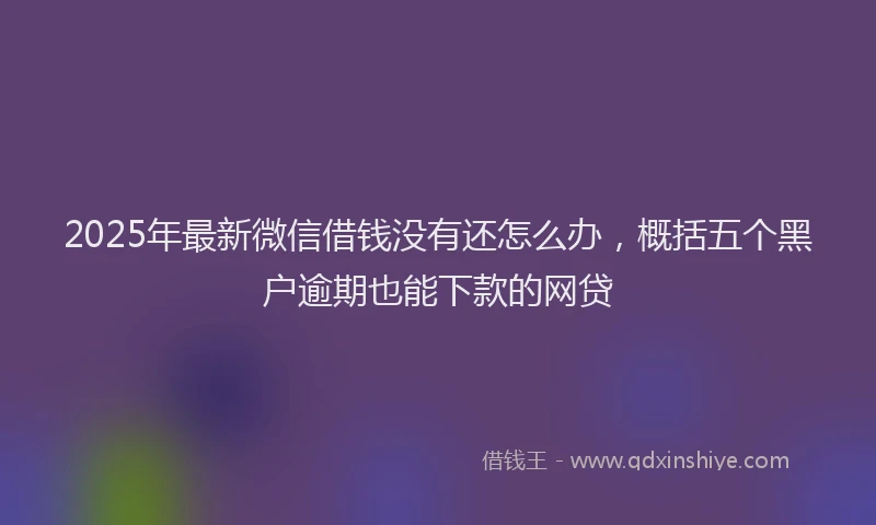2025年最新微信借钱没有还怎么办，概括五个黑户逾期也能下款的网贷