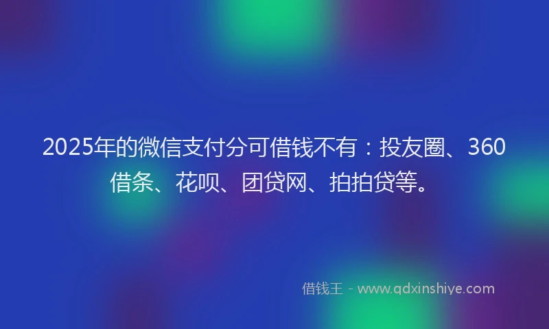2025年的微信支付分可借钱不有：投友圈、360借条、花呗、团贷网、拍拍贷等。