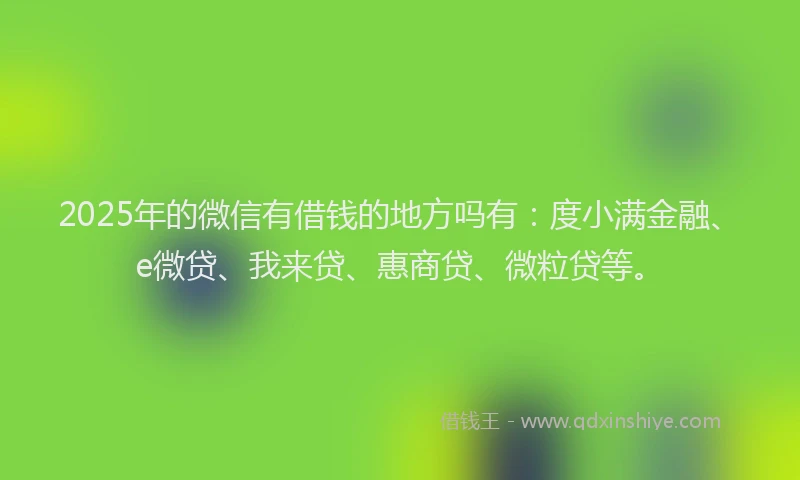 2025年的微信有借钱的地方吗有：度小满金融、e微贷、我来贷、惠商贷、微粒贷等。