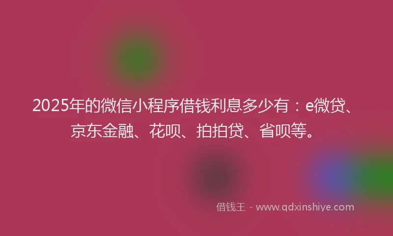 2025年的微信小程序借钱利息多少有：e微贷、京东金融、花呗、拍拍贷、省呗等。