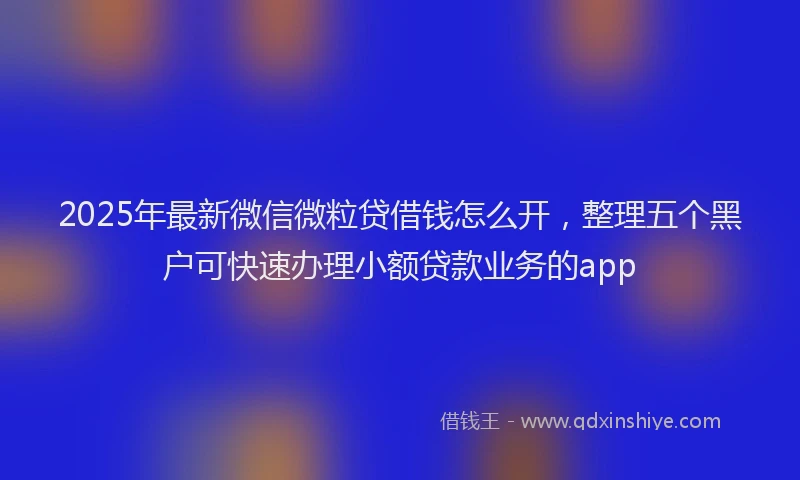 2025年最新微信微粒贷借钱怎么开，整理五个黑户可快速办理小额贷款业务的app