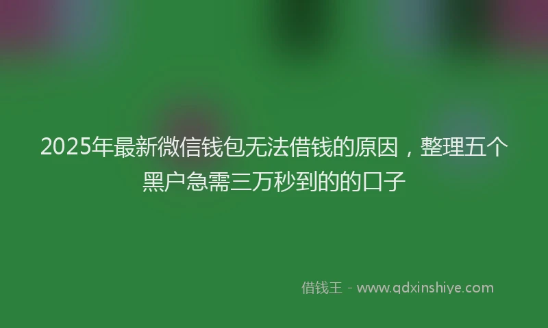 2025年最新微信钱包无法借钱的原因，整理五个黑户急需三万秒到的的口子