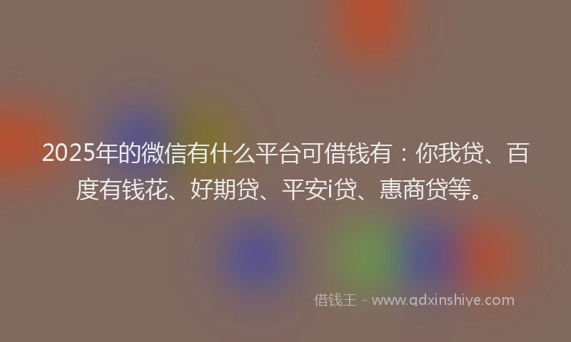 2025年的微信有什么平台可借钱有：你我贷、百度有钱花、好期贷、平安i贷、惠商贷等。